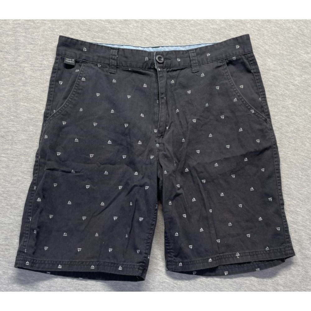 Men's Foundry Chino Shorts Mens 34 Black White Allover Sailboat Print Cotton
